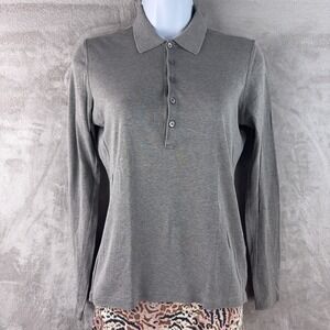 Ralph Lauren Black Label Long Sleeve Polo Shirt Womens Size Small Gray Button